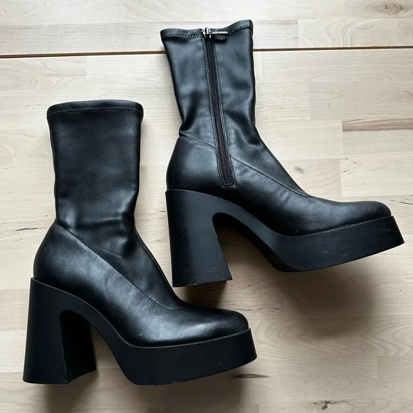 stradivarius Shoes Platform Faux Leather Sock Boots Poshmark